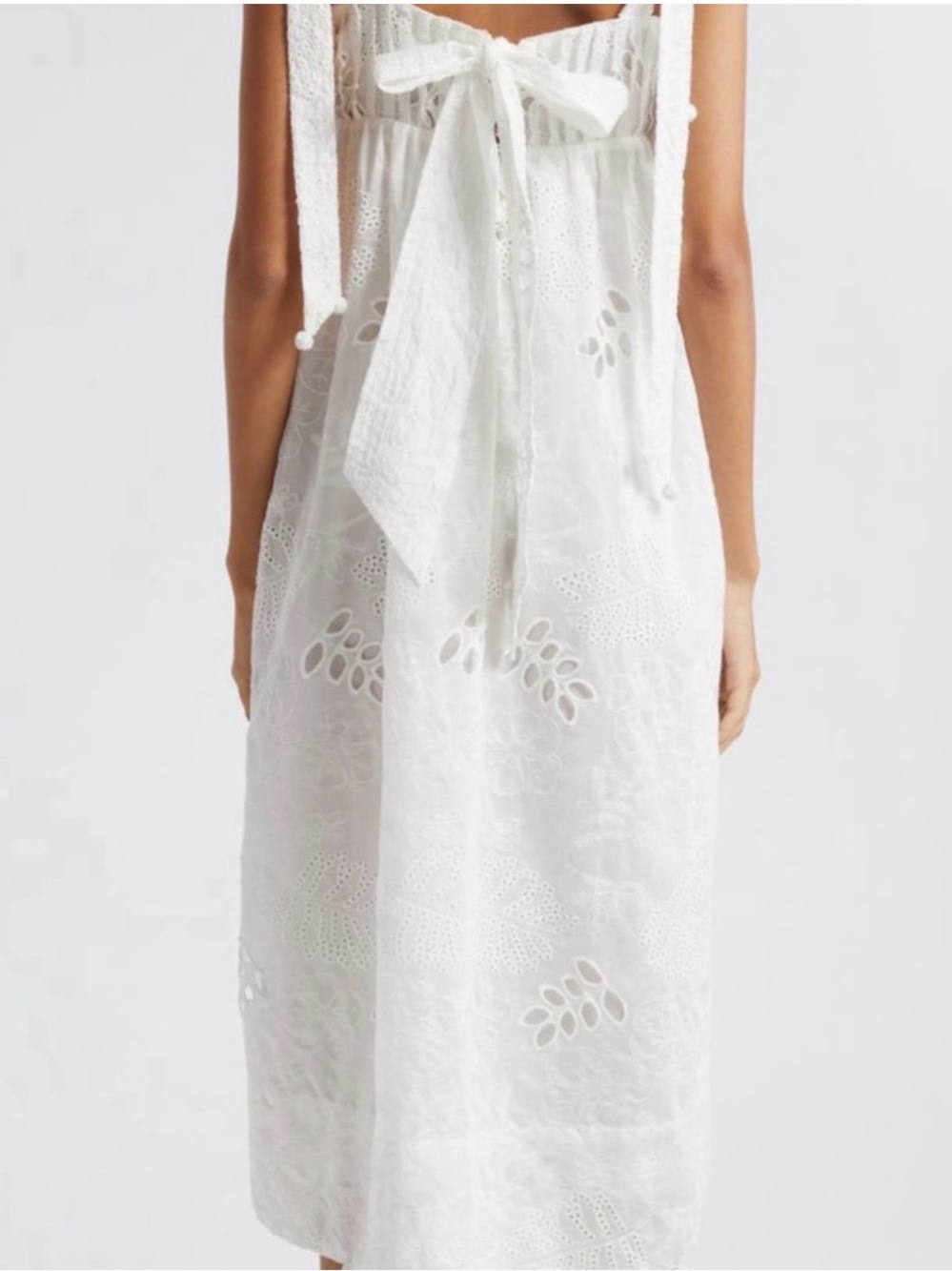 FARM Rio White Eyelet Tie-Shoulder Midi Dress - Picture 3 of 13